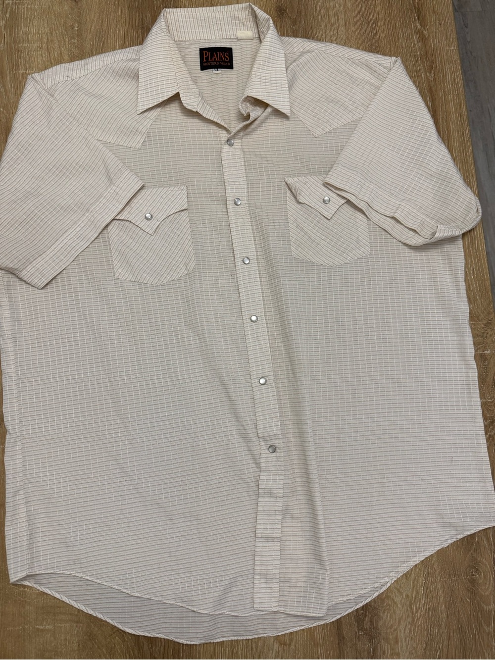 Plains Classic Beige Short-Sleeve Button-Down Shirt